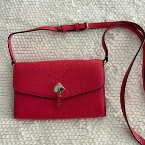 Kate Spade Dark Pink Leather Crossbody Bag - LNC